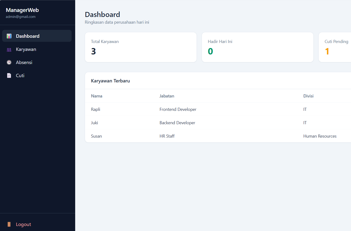 ManagerWeb screenshot
